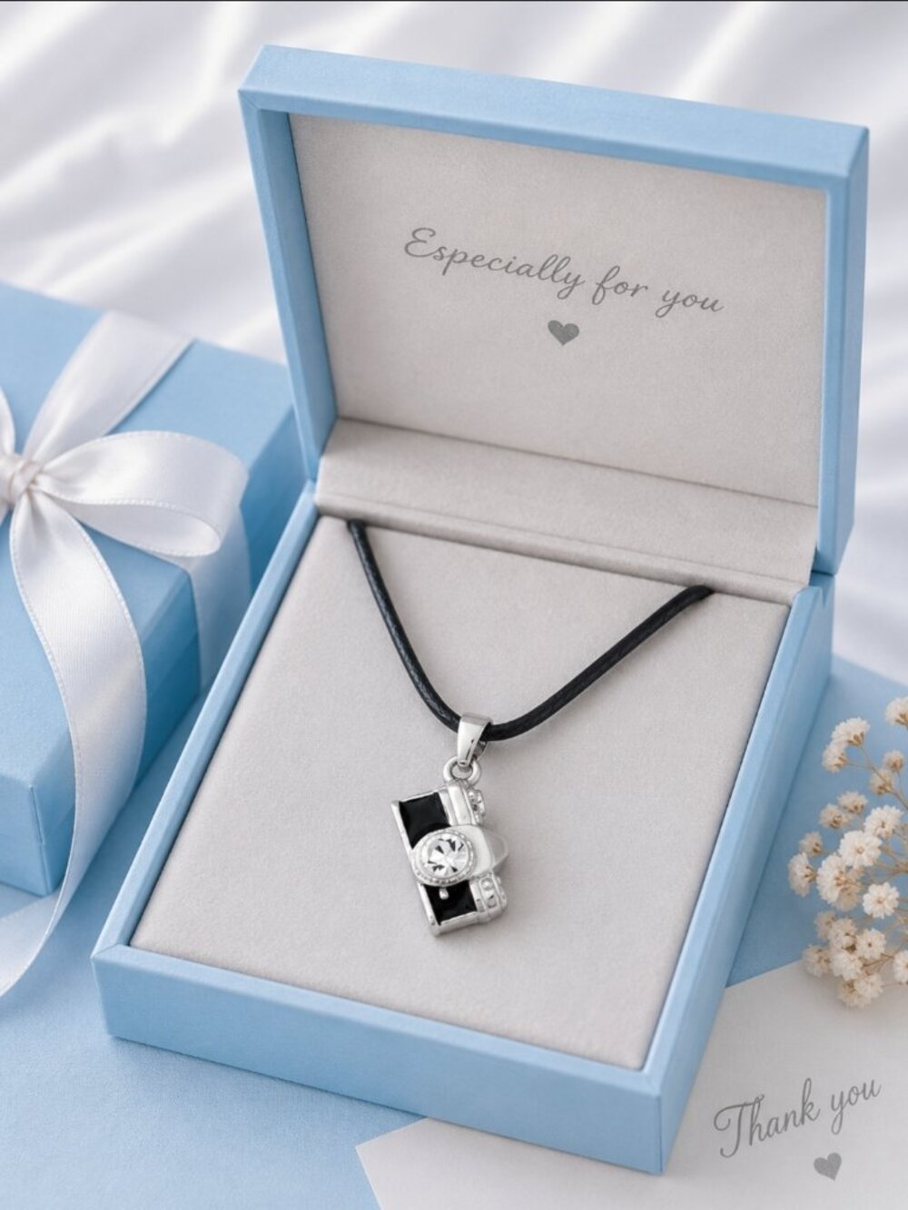 Silver Camera Charm Necklace on Snake Chain/Photographer Gift